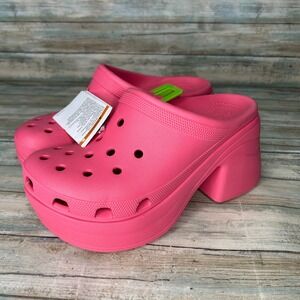 Crocs Siren Clog Pink Womens 9 Platform Block Heel Comfort Slip On Closed Toe